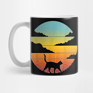 Cat Retro Vintage 60S 70S Sunset Mammal Animal Lovers Mug